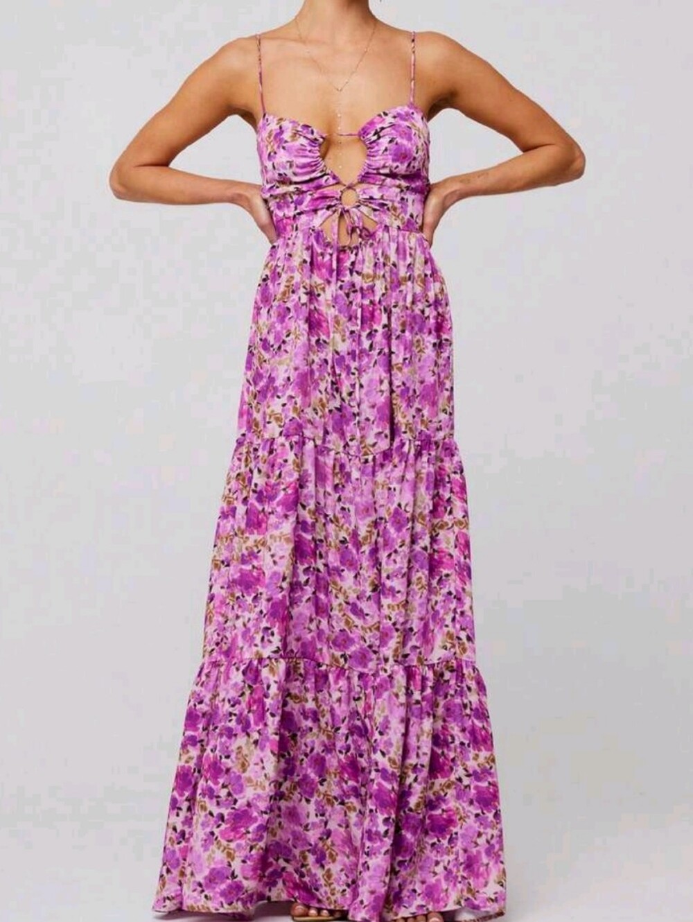 Womens Summer Spaghetti Strap Long Dress Boho Low Cut Dress Backless Flowy Midi